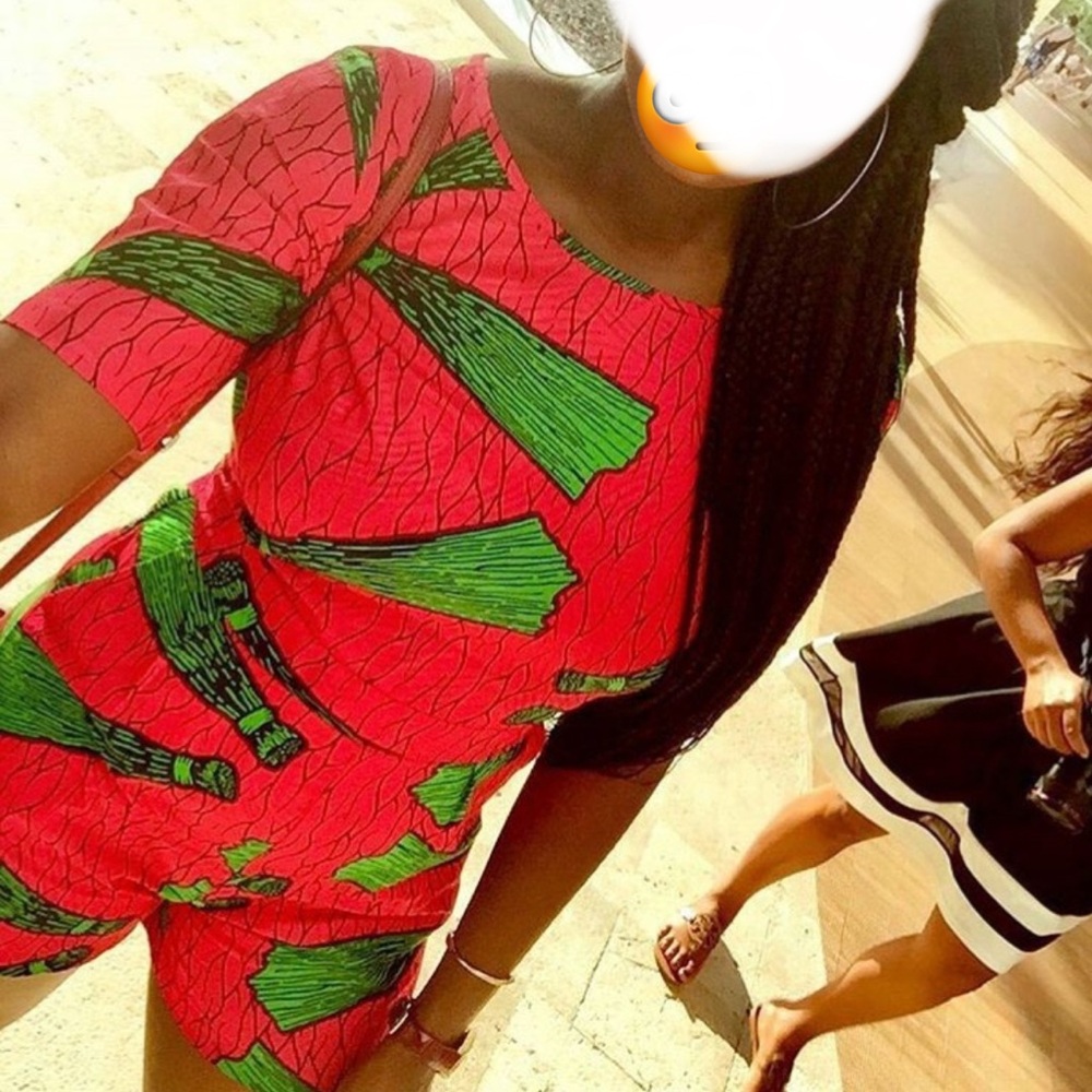 Vibrant Pink and Green Patterned Jumpsuit AFRICAN ANKARA PRINT